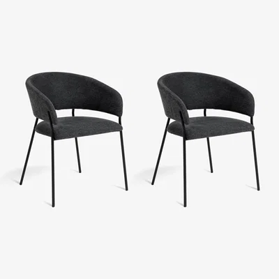 Habitat Habitat Sawyer Pair of Fabric Dining Chairs - Charcoal