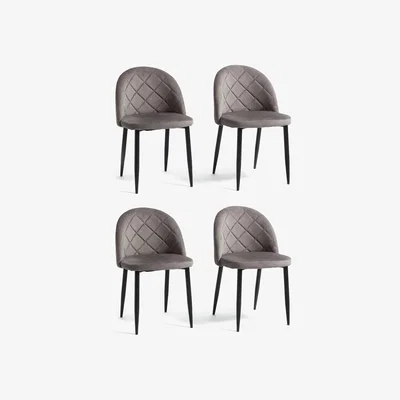 Habitat Habitat 4 Imogen Velvet Dining Chairs - Grey