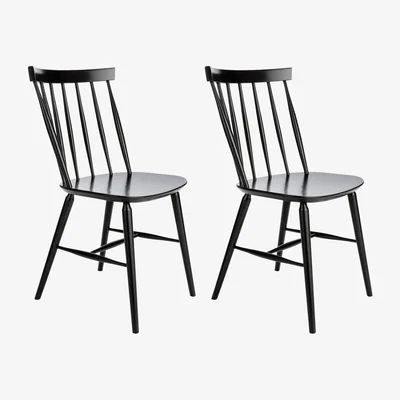 Habitat Habitat Talia Pair of Solid Wood Dining Chairs - Black