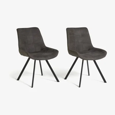 Habitat Habitat Tribeca Pair of Microfibre Dining Chairs - Black