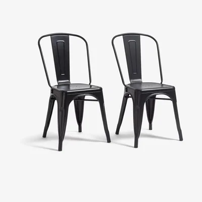Habitat Habitat Industrial Pair of Metal Dining Chairs-Matt Black