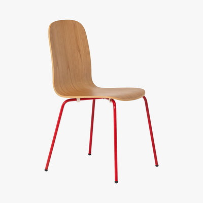 Habitat Habitat Kirby Metal Chair - Oak and Red Gloss