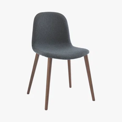 Habitat BACCO Grey upholstered dining chair with walnut-stain legs
