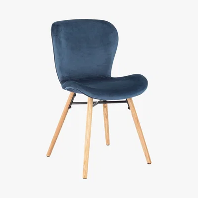 Habitat Habitat Etta Pair of Velvet Dining Chair - Blue