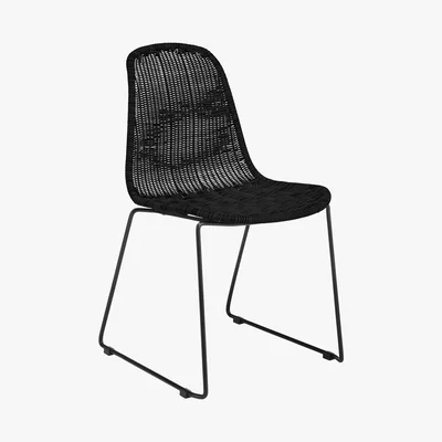 Habitat MICKEY Black synthetic rattan dining chair