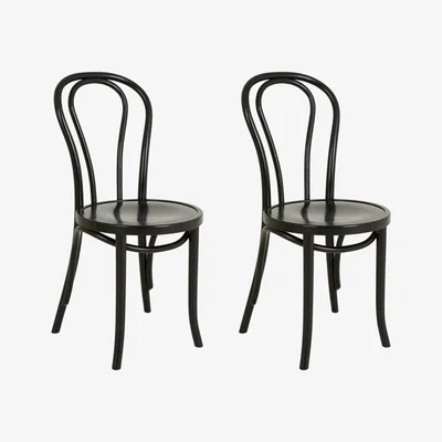 Habitat Habitat Larsa Pair of Wood Dining Chairs - Black