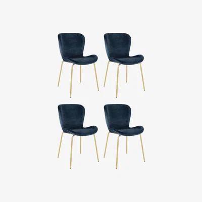 Habitat Habitat 4 Etta Velvet Dining Chairs - Blue