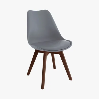 Habitat JERRY Grey dining chair with walnut-stained legs