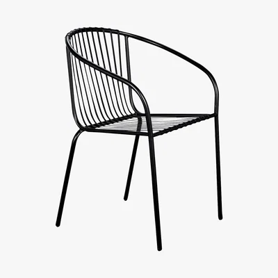 Habitat Baldwin Black Powdercoated Metal Stackable Chair, Black