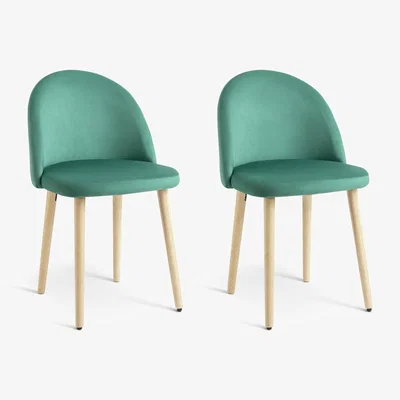 Habitat Habitat Imogen Pair of Velvet Dining Chairs - Green