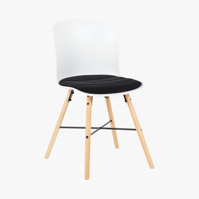 Habitat ATWOOD Pair of white dining chairs with upholstered seat