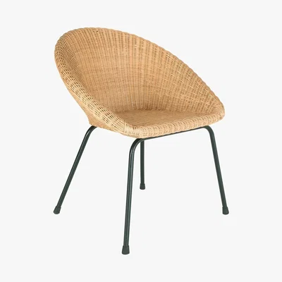 Habitat FELIZ Natural rattan dining chair with metal legs