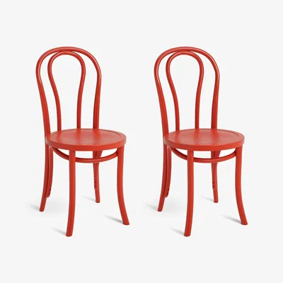 Habitat Habitat 60 Larsa Pair of Solid Wood Dining Chairs - Red