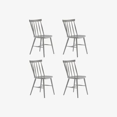 Habitat Habitat Talia 4 Solid Wood Dining Chairs - Warm Grey