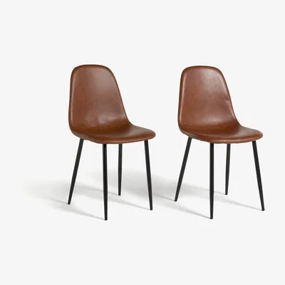 Habitat Habitat Beni Pair of Faux Leather Dining Chairs - Tan