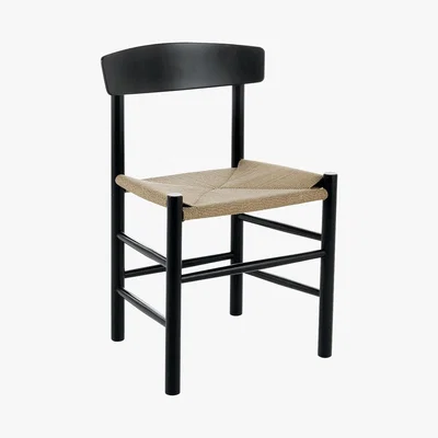 Habitat OREGAN Black chair with natural cord seat