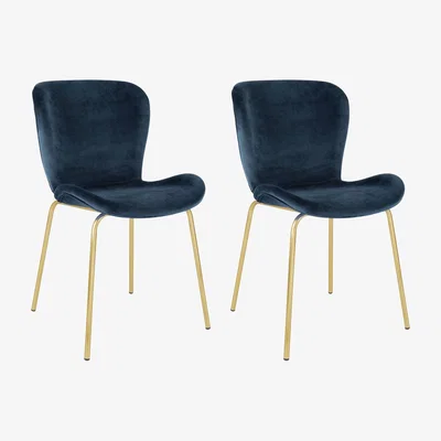 Habitat Habitat Etta Pair of Velvet Dining Chair - Blue