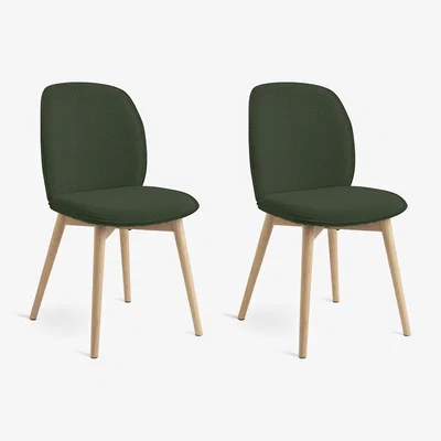 Habitat Habitat Laurel Pair of Fabric Dining Chairs - Dark Green