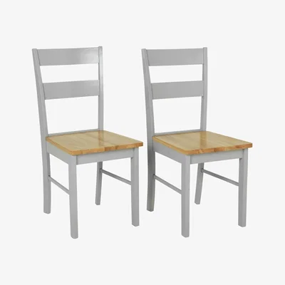Habitat Habitat Chicago Pair of Solid Wood Dining Chair- Grey & Oak