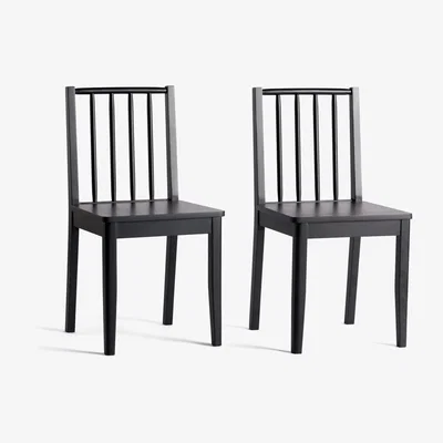 Habitat Habitat Nel Pair of Solid Wood Spindle Chair - Black