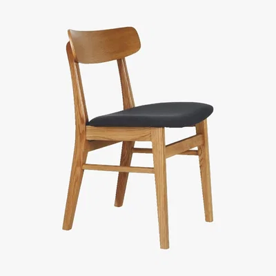 Habitat VINCE Oak dining chair with charcoal upholstered seat cushion