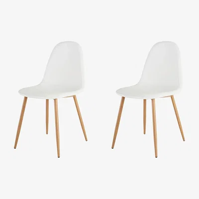 Habitat Habitat Beni Pair of Leather Effect Dining Chairs - White