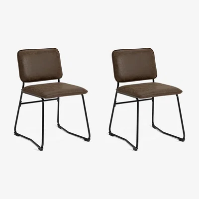 Habitat Habitat Loft Living Pair of Faux Leather Dining Chairs-Brown