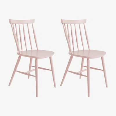 Habitat Habitat Talia Pair of Solid Wood Dining Chairs - Pink