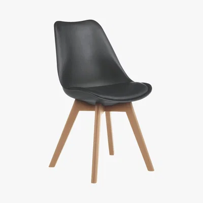 Habitat JERRY Black dining chair with solid oak legs