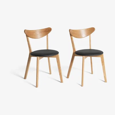 Habitat Habitat Sophie Pair of Faux Leather Dining Chair - Oak