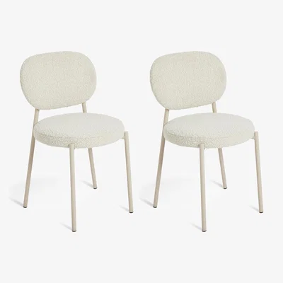 Habitat Habitat Orson Pair of Boucle Dining Chairs - White