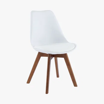 Habitat JERRY White dining chair with walnut-stained legs