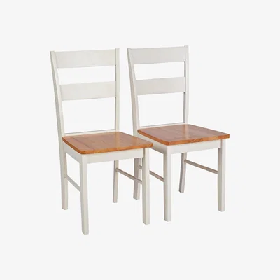 Habitat Habitat Chicago Pair of Solid Wood Dining Chair- Oak & Cream