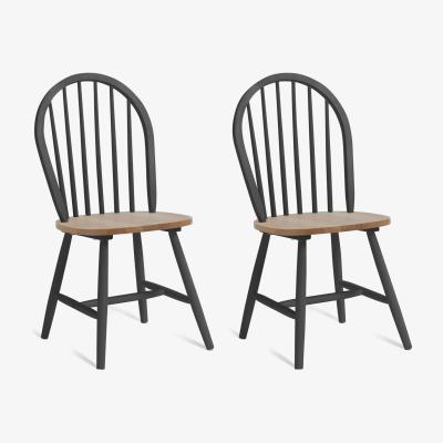 Habitat Habitat Burford Pair of Solid Wood Dining Chairs - Grey