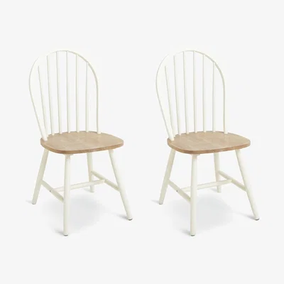 Habitat Habitat Burford Pair of Solid Wood Dining Chairs - White
