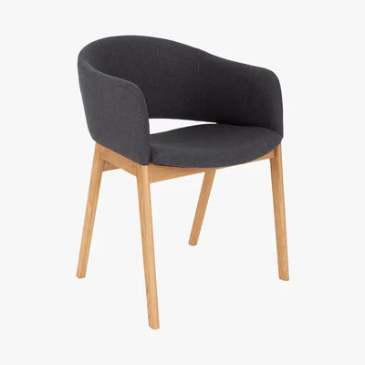 Habitat Farfield Grey Upholstered Dining Chair With Oak Legs, Anthracite And Oak