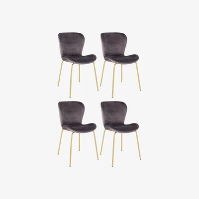 Habitat Habitat 4 Etta Velvet Dining Chairs - Grey