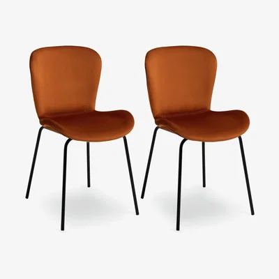 Habitat Habitat Etta Pair of Velvet Dining Chairs - Copper