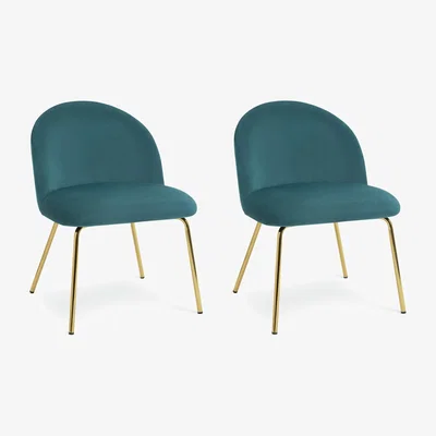 Habitat Habitat Maddix Pair of Velvet Dining Chairs - Teal