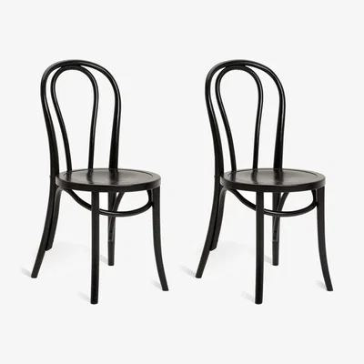 Habitat Habitat Larsa Pair of Solid Wood Dining Chairs - Black