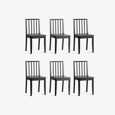 Habitat Habitat 6 Nel Solid Wood Spindle Chairs - Black