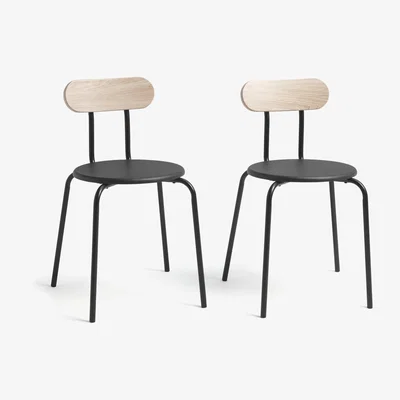 Habitat Habitat Zayn Pair of Metal Dining Chairs - Black