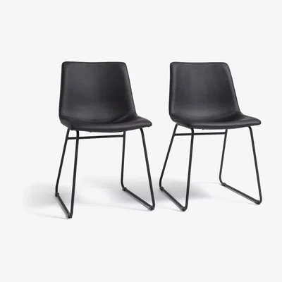 Habitat Habitat Joey Pair of Faux Leather Dining Chairs - Black