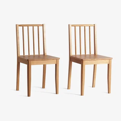 Habitat Habitat Nel Pair of Solid Wood Spindle Chair - Oak