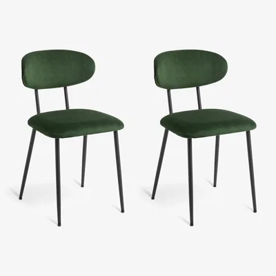 Habitat Habitat Ariana Pair of Velvet Dining Chairs - Green