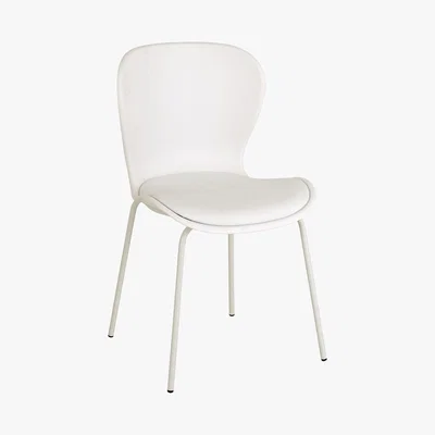 Habitat ETTA CHAIR White plastic and faux leather dining chair with white metal legs