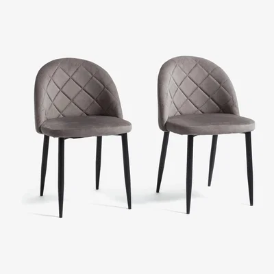 Habitat Habitat Imogen Pair of Velvet Dining Chairs - Grey