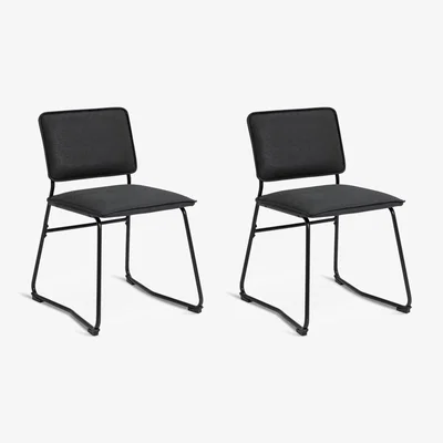 Habitat Habitat Loft Living Pair of Faux Leather Dining Chairs-Black
