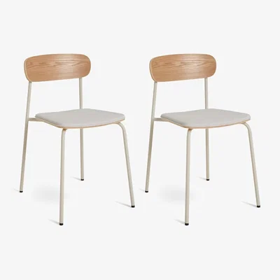 Habitat Habitat Gako Pair of Fabric Dining Chairs - Natural