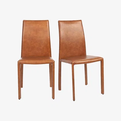 Heal's Heal's Byron Pair of Dining Chairs Black Leather - Heal's UK Furniture